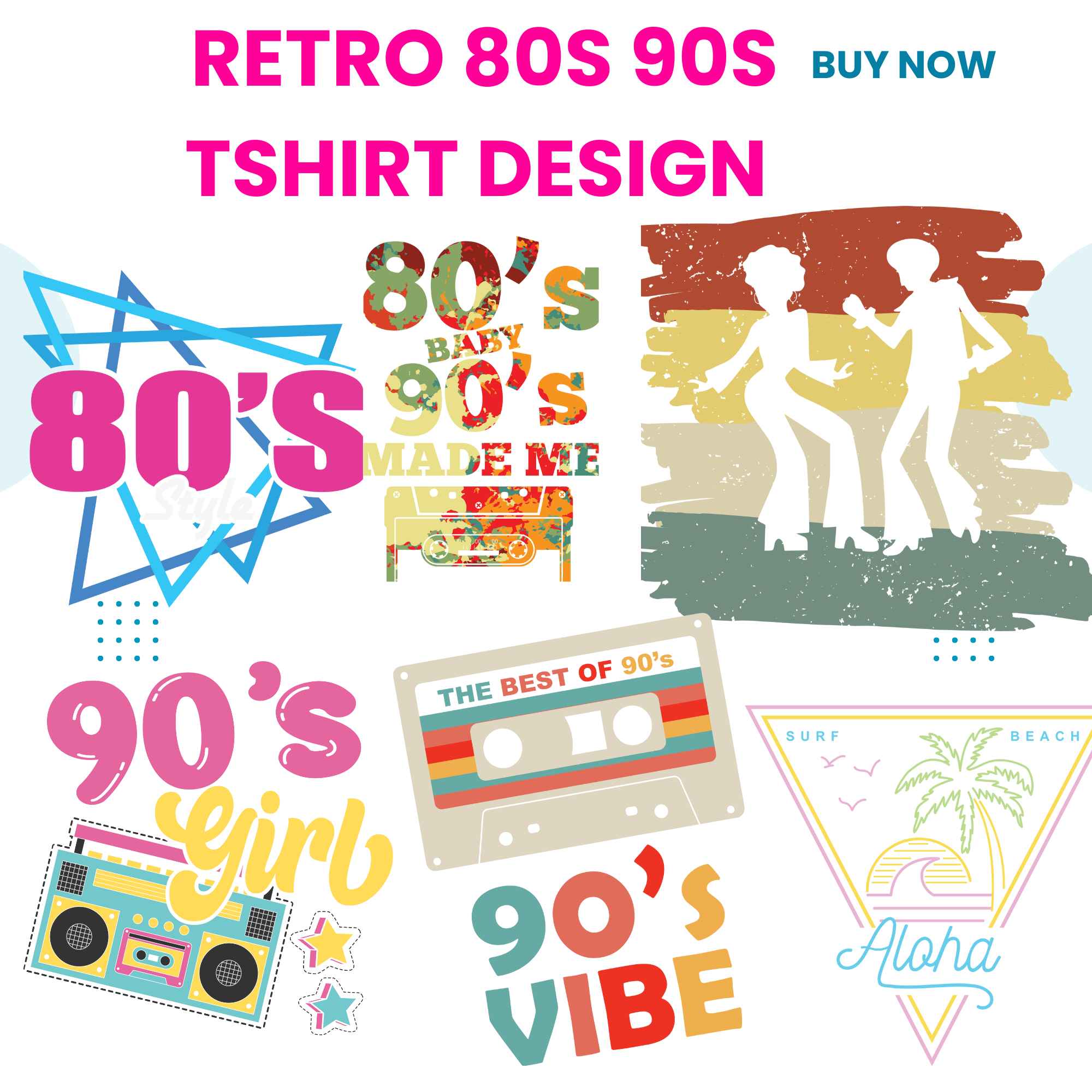 Retro 80s 90s Tshirt Design Bundle